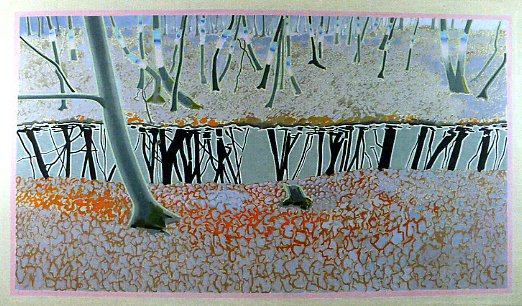 © Nils-Udo, Sans titre, 2010, huile sur toile 117 x 197 cm. Courtoisie galerie Claire Gastaud